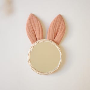 Small Rattan Rabbit Mirror Rattan Children's Mirror Baby Room Decoration Animal Mirror Nursery Decor Birth Gift | Atelier Solelh