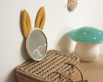ラタンのウサギの鏡：子供部屋や赤ちゃんの部屋の壁飾り - Etsy 日本