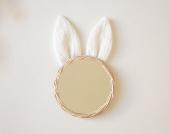 little rattan rabbit mirror