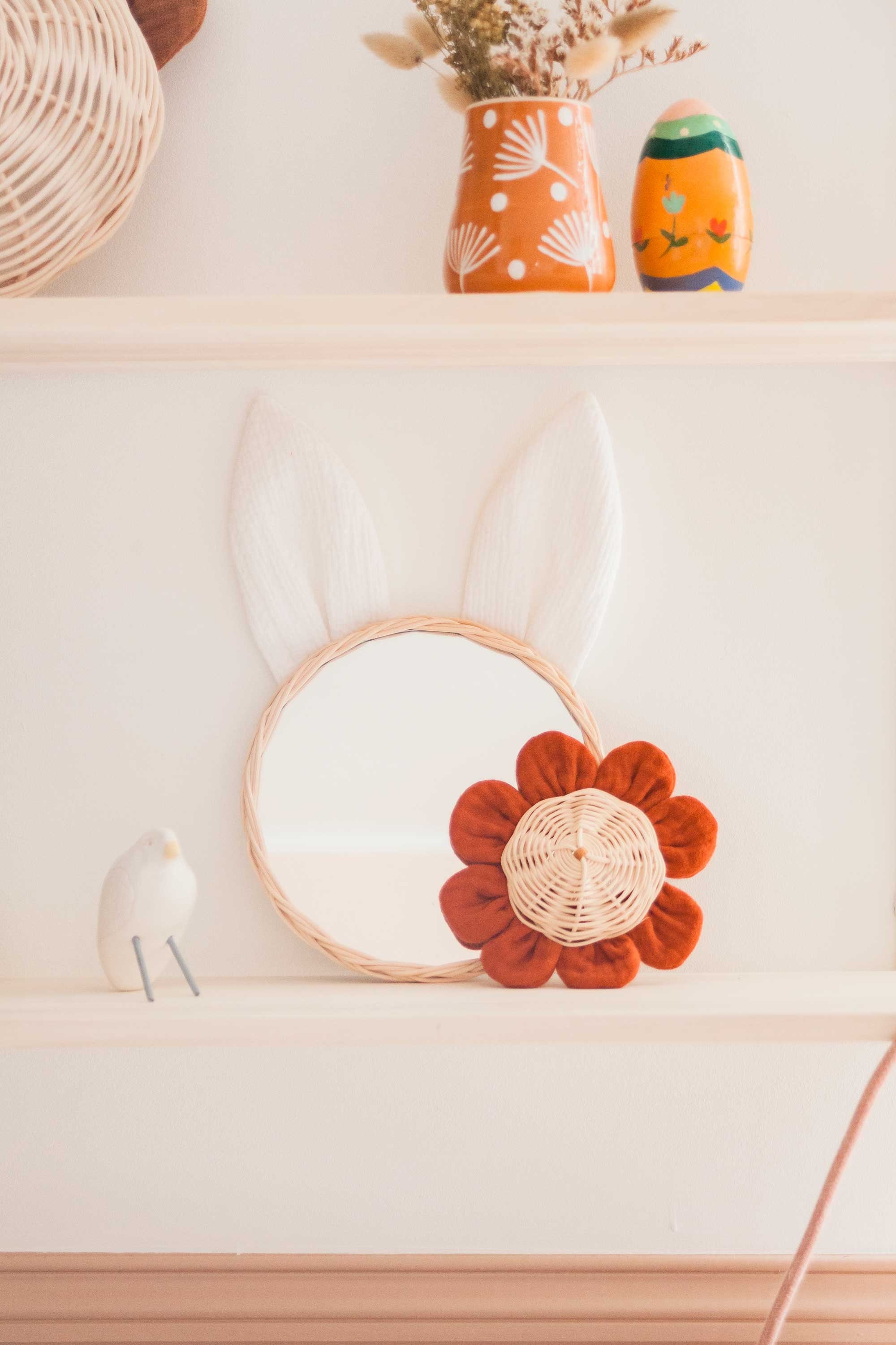 ラタンのウサギの鏡：子供部屋や赤ちゃんの部屋の壁飾り - Etsy 日本