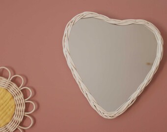 Rattan heart mirror - rattan nursery decor