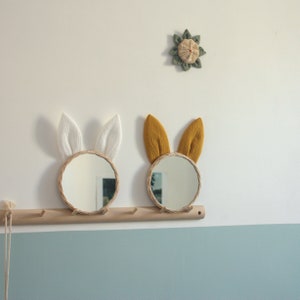 Petit Miroir En Rotin Lapin Decoration Chambre Miroir Bebe Etsy
