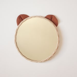 rattan bear mirror, baby and child room decoration