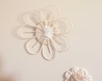 Large personalized anemone flower with embroidered initial: Nursery and baby room decoration