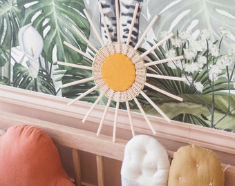 soleil en rotin - décoration murale soleil rotin - soleil mural - décoration chambre de bébé et enfant | Atelier Solelh