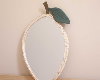 Lemon mirror - children's rattan mirror - baby room decoration mirror - decorative fruit mirror | Solelh Workshop