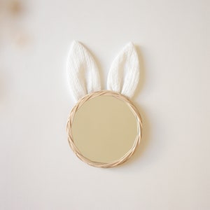 Small Rattan Rabbit Mirror Rattan Children's Mirror Baby Room Decoration Animal Mirror Nursery Decor Birth Gift | Atelier Solelh