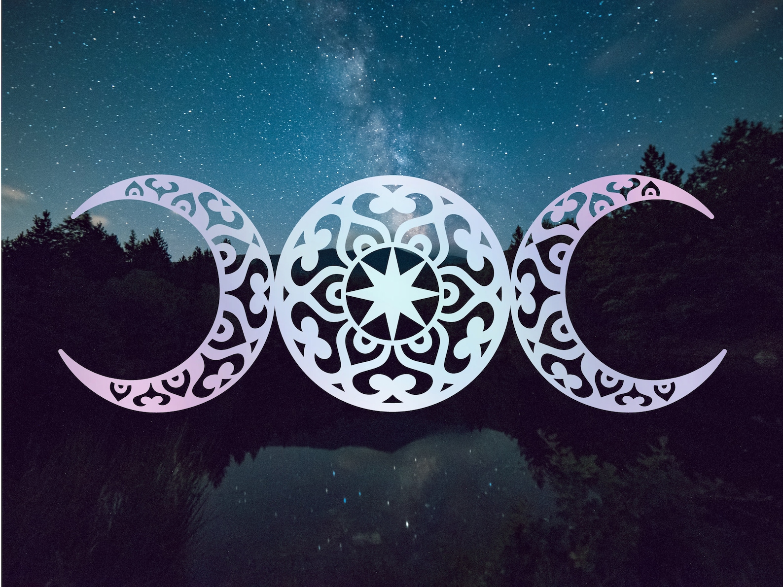 Triple Moon Phases Decal Celestial Crescent Moon Decal Etsy