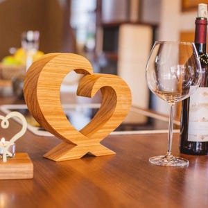 Wooden decoration heart made of core ash