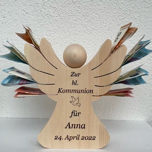 Schutzengel mit Wunschtext für Kommunion,Konfirmation,Firmung,Taufe u. Geburt. Die Geschenkengel eignen sich hervorragend zum verschenken. Bild 1