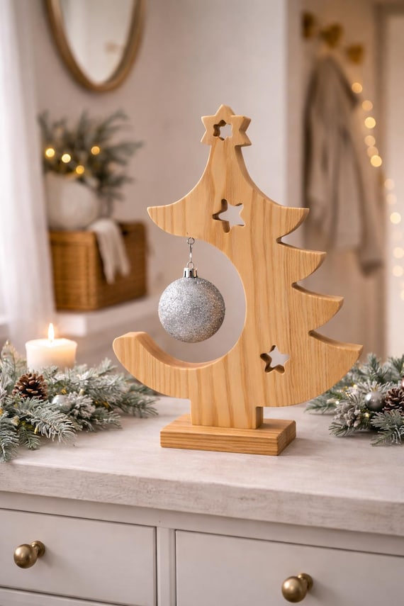 Weihnachtsbaum, Weihnachtsdekoration, Holzdekoration, Kugel, Esche, Tischdeko,