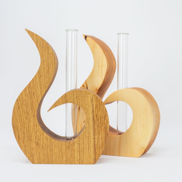 Holzdeko Vase mit Reagenzglas