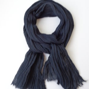 Black scarf Black cotton scarf light weight scarf mens Black scarf Black scarf light cotton scarf soft black scarf image 1