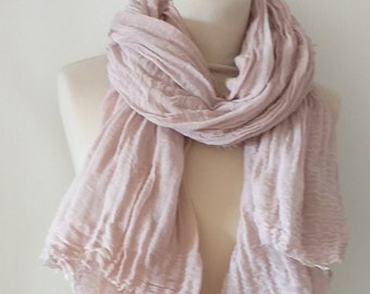 pink long cotton scarf cotton scarf hand dyed cotton scarf pink gift for her