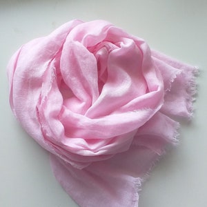 Pastel Pink  linen scarf, deep blue scarf,    linen scarf women scarf, pure linen scarf gift for birthday