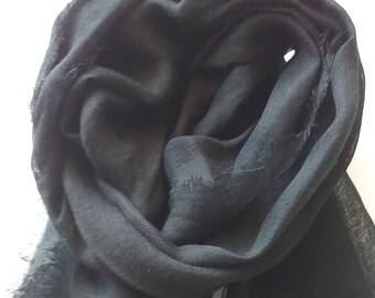 Black linen scarf men women scarf soft linen scarf gift for her