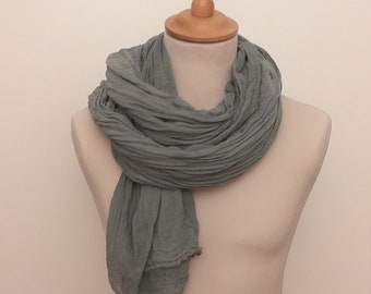 Long Gray scarf Gray cotton scarf light weight scarf mens gray  scarf  gray scarf light cotton scarf soft gray scarf