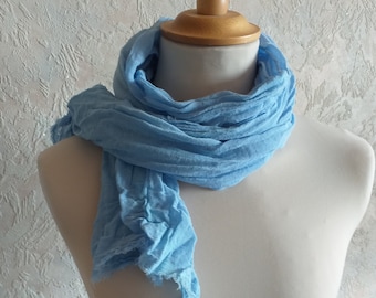 Blue cotton scarf light weight scarf mens scarf  women scarf