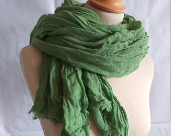 Green long cotton scarf hand dyed cotton scarf men cotton scarf women cotton scarf gift for birthday