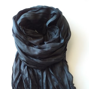 Black silk scarf,  silk scarf hand dyed  Black  silk scarf mens  women silk scarf elegant black scarf