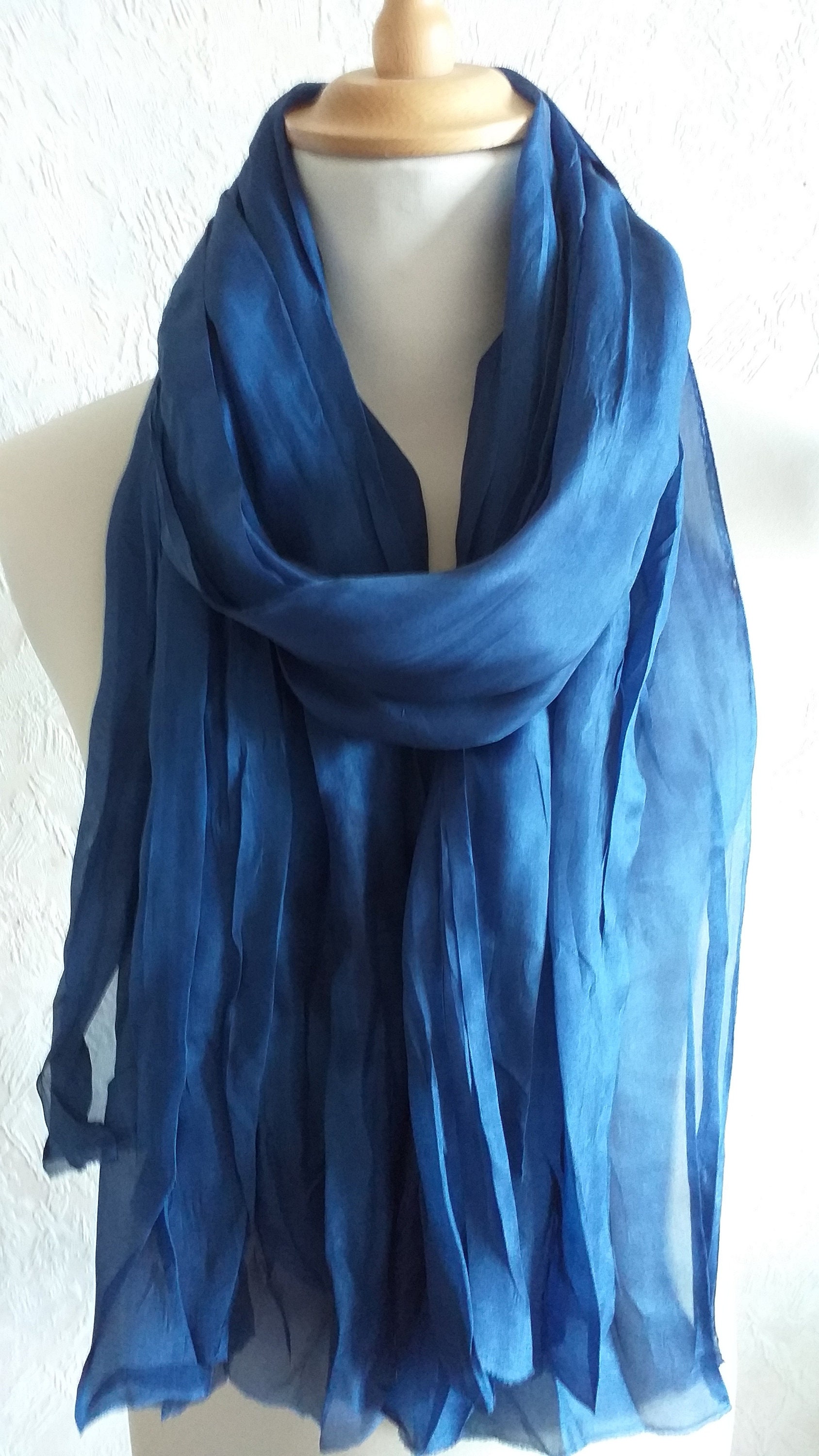 Navy Blue Silk Scarf Men Silk Scarf Hand Dyed Silk Scarf Women Silk