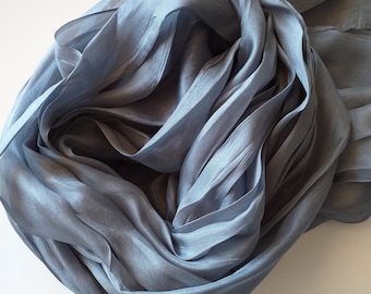 Gray silk scarf,  silk scarf hand dyed  Dark gray  silk scarf mens  women silk scarf elegant gray  scarf