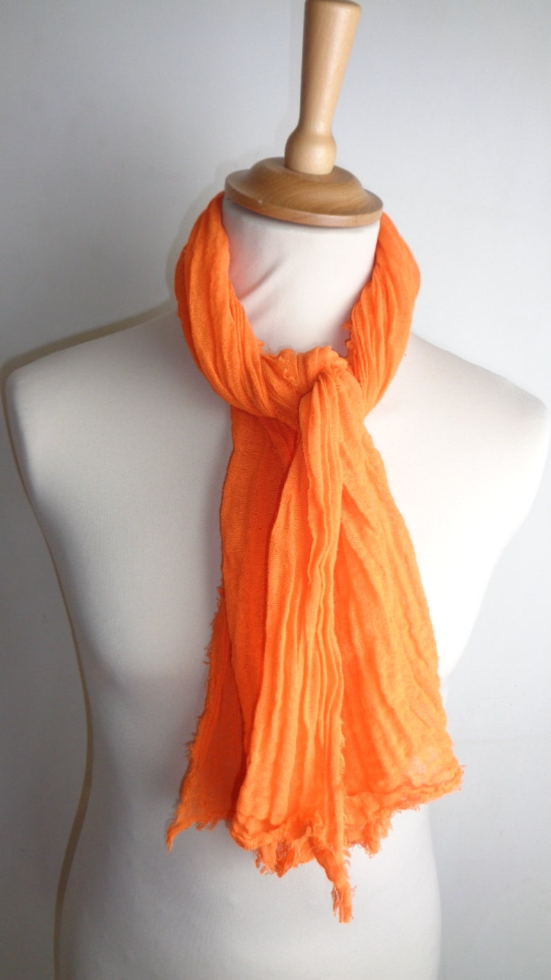 XL Orange Cotton Scarf Men Women Cotton Scarf Hand Dyed Orange Etsy