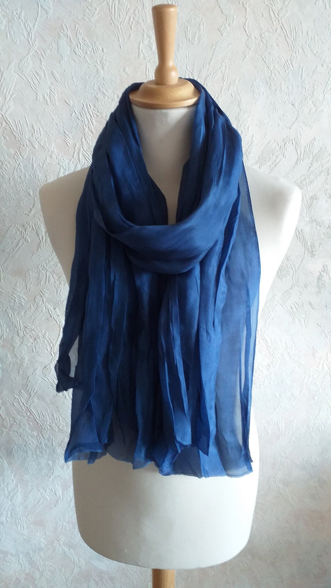 Navy Blue Silk Scarf Men Silk Scarf Hand Dyed Silk Scarf Women Silk