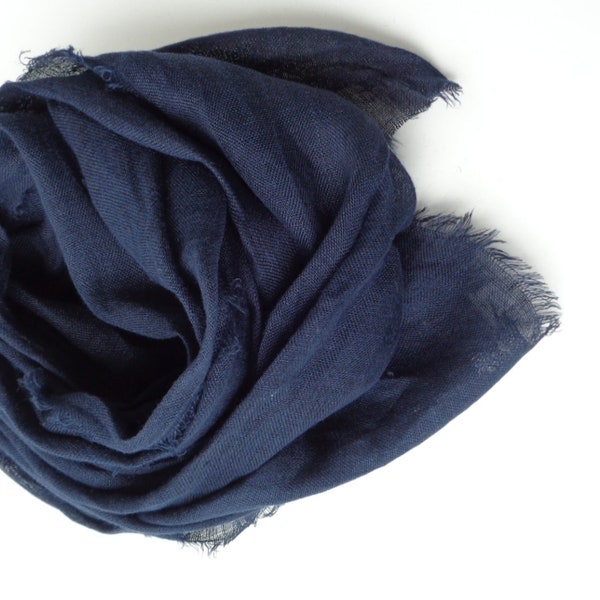 Navy Blue linen scarf, deep blue scarf, men linen scarf women scarf, pure linen scarf gift for birthday