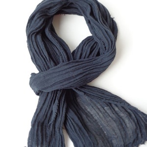 Black scarf Black cotton scarf light weight scarf mens Black scarf Black scarf light cotton scarf soft black scarf image 4