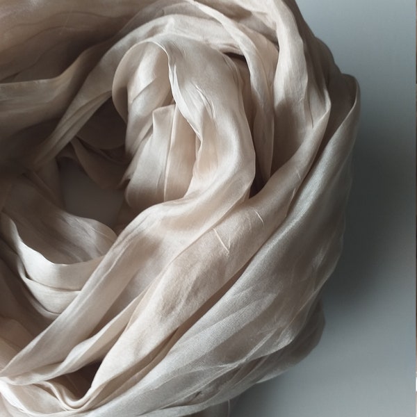 Beige silk scarf,  silk scarf hand dyed beige  silk scarf mens  women silk scarf elegant beige scarf