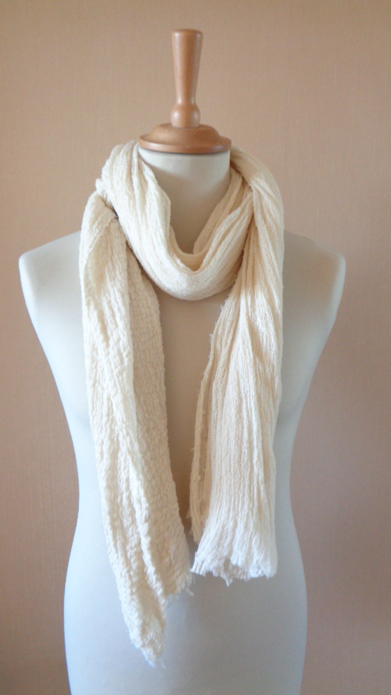 White Cotton Scarf, Men Cotton Scarf, Women Cotton Scarf Natural Cotton