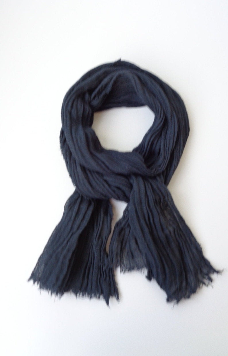 Black scarf Black cotton scarf light weight scarf mens Black scarf Black scarf light cotton scarf soft black scarf image 1