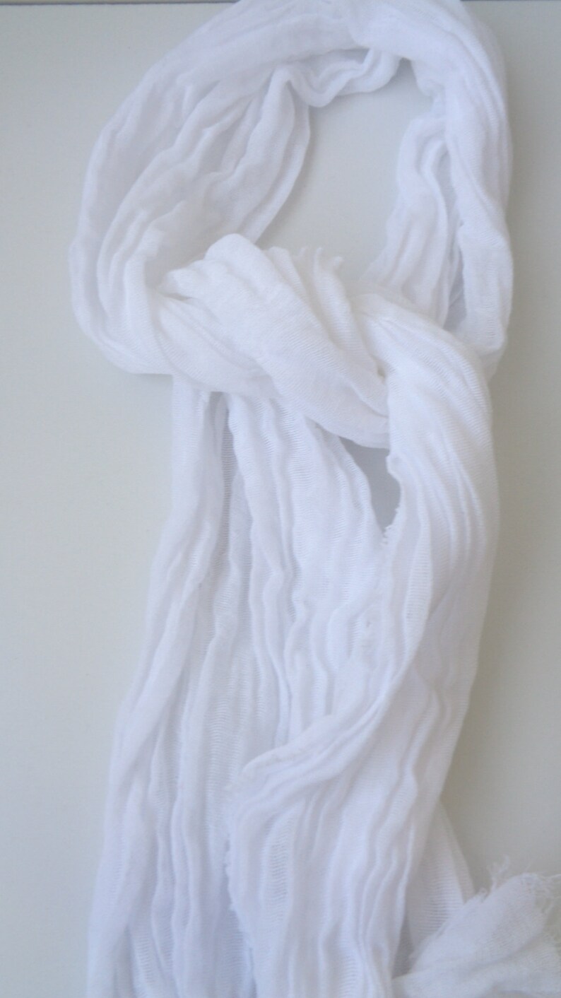 White scarf white cotton scarf light weight scarf mens white scarf white scarf light cotton scarf soft white scarf image 2