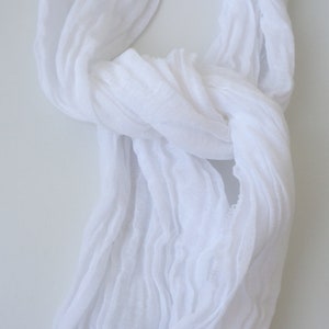White scarf white cotton scarf light weight scarf mens white scarf white scarf light cotton scarf soft white scarf image 3