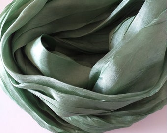 Green silk scarf men silk scarf hand dyed silk scarf gift for him women silk scarf