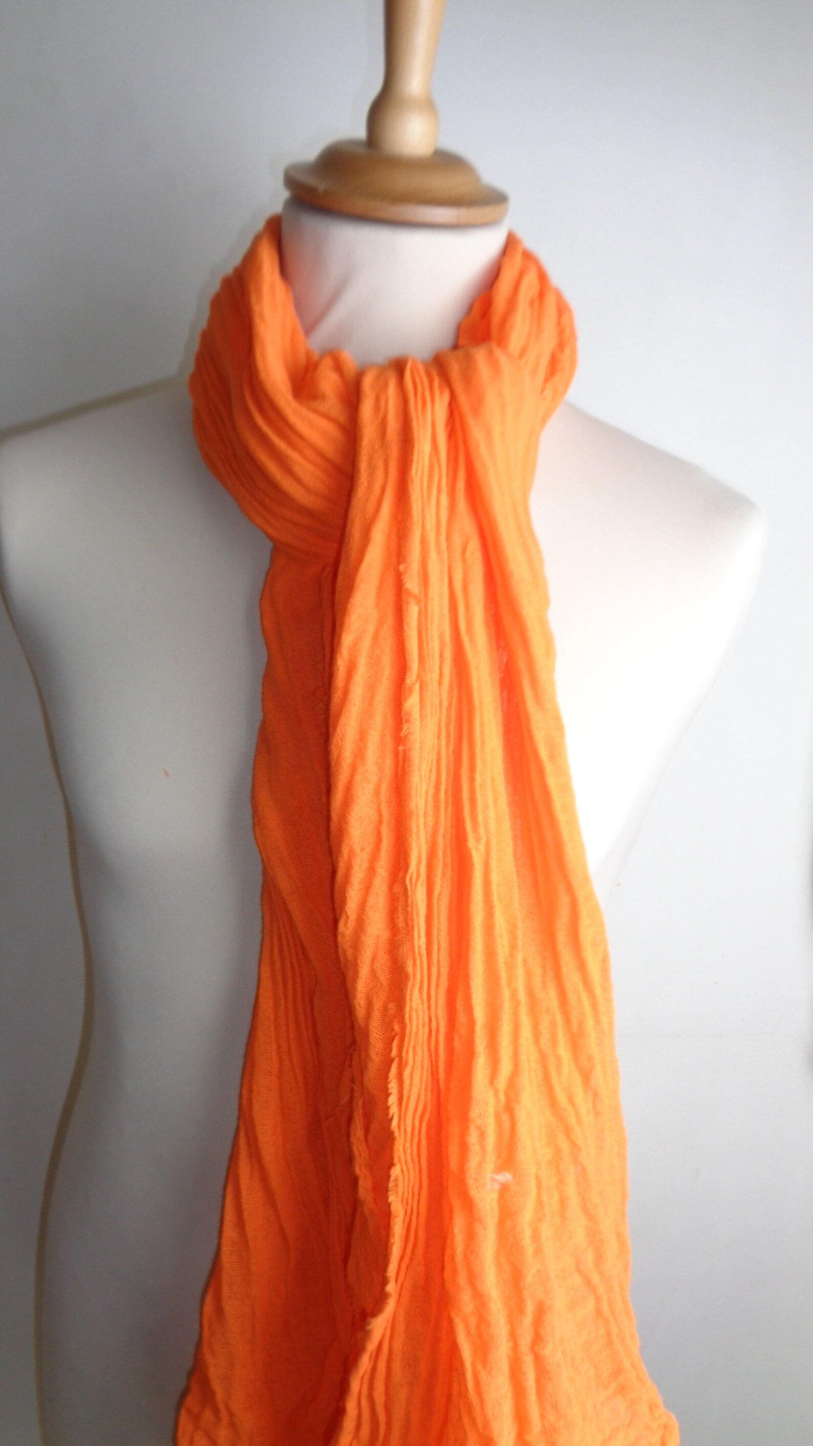 XL orange cotton scarf men women cotton scarf hand dyed orange Etsy