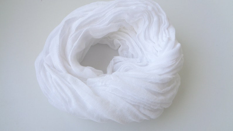 White scarf white cotton scarf light weight scarf mens white scarf white scarf light cotton scarf soft white scarf image 1