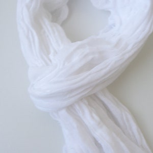 White scarf white cotton scarf light weight scarf mens white scarf white scarf light cotton scarf soft white scarf image 4