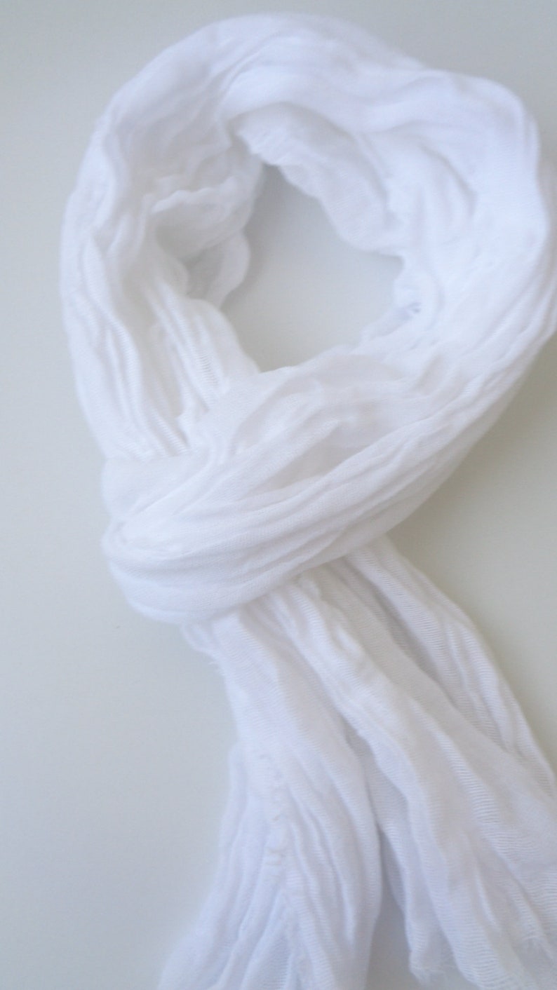 White scarf white cotton scarf light weight scarf mens white scarf white scarf light cotton scarf soft white scarf image 4