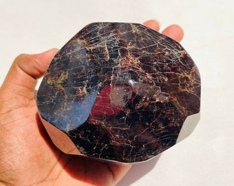 XXL 4.1lb Garnet Dodecahedron, Premium Garnet crystal gemstones in large Size, Natural Red Garnet Nugget, Faceted Almandine Garnet Tumble
