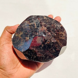 XXL 4.1lb Garnet Dodecahedron, Premium Garnet crystal gemstones in large Size, Natural Red Garnet Nugget, Faceted Almandine Garnet Tumble