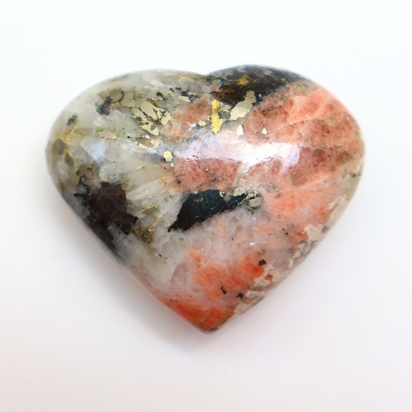 Rhodocrosite Pyrite Heart, Rhodocrosite Pyrite Heart, Rhodocrosite Loose Gemstone, Pocket Stone, Rhodocrosite Pyrite Tumbled Stone.