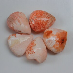 Pink Scolecite 5 pc Hearts Lot, High-Quality Pink Scolecite Natural Pink Scolecite 5pc Lot, Worry Stone, Pink Scolecite Tumble, Pocket Stone