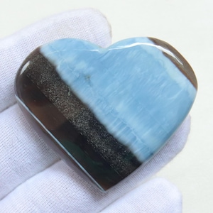 High Grade Owyhee Blue Opal Heart Cabochon, Natural Blue Opal Stone, Throat Chakra, Forgiveness, Chakra HealingCrystal, self-expression