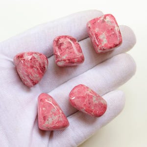 5 Pieces Lot, Rare Pink Thulite Tumble Stone, Natural Thulite Stone from Norway, Hand Polished Thulite Tumble, Heart Chakra, Gift for her