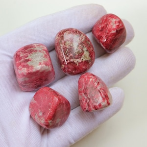 5 Pieces Lot, Rare Pink Thulite Tumble Stone, Natural Thulite Stone from Norway, Hand Polished Thulite Tumble, Heart Chakra, Gift for her