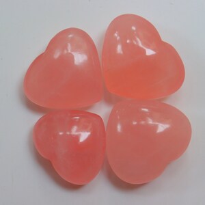 4 Pieces Lot, Rose Quartz Heart - Love & Compassion, Natural Rose Quartz Heart - Pink Crystal Healing, Heart Stone, Rose Love Pocket Stone