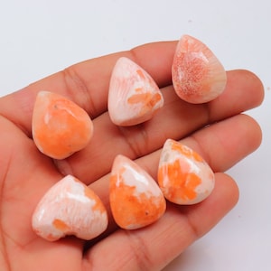 Pink Scolecite 5 pc Hearts Lot, High-Quality Pink Scolecite Natural Pink Scolecite 5pc Lot, Worry Stone, Pink Scolecite Tumble, Pocket Stone