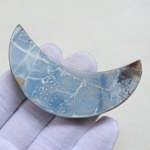 Unique Rare Owyhee Blue Opal Crescent Moon Stone, Natural Blue Opal Stone, Throat Chakra, Forgiveness,Chakra Healing Crystal, selfexpression